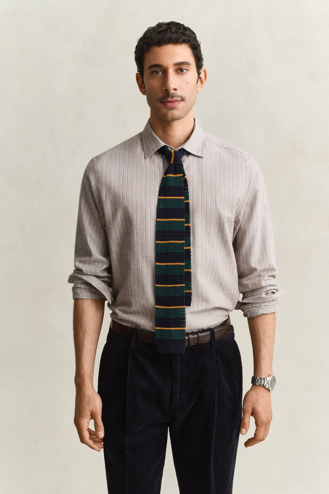 GANT Regular Flannel Melange Stripe Shirt - Light Brown