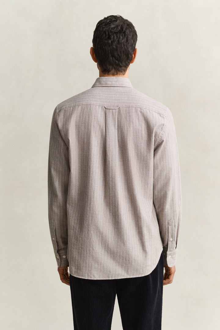 GANT Regular Flannel Melange Stripe Shirt - Light Brown