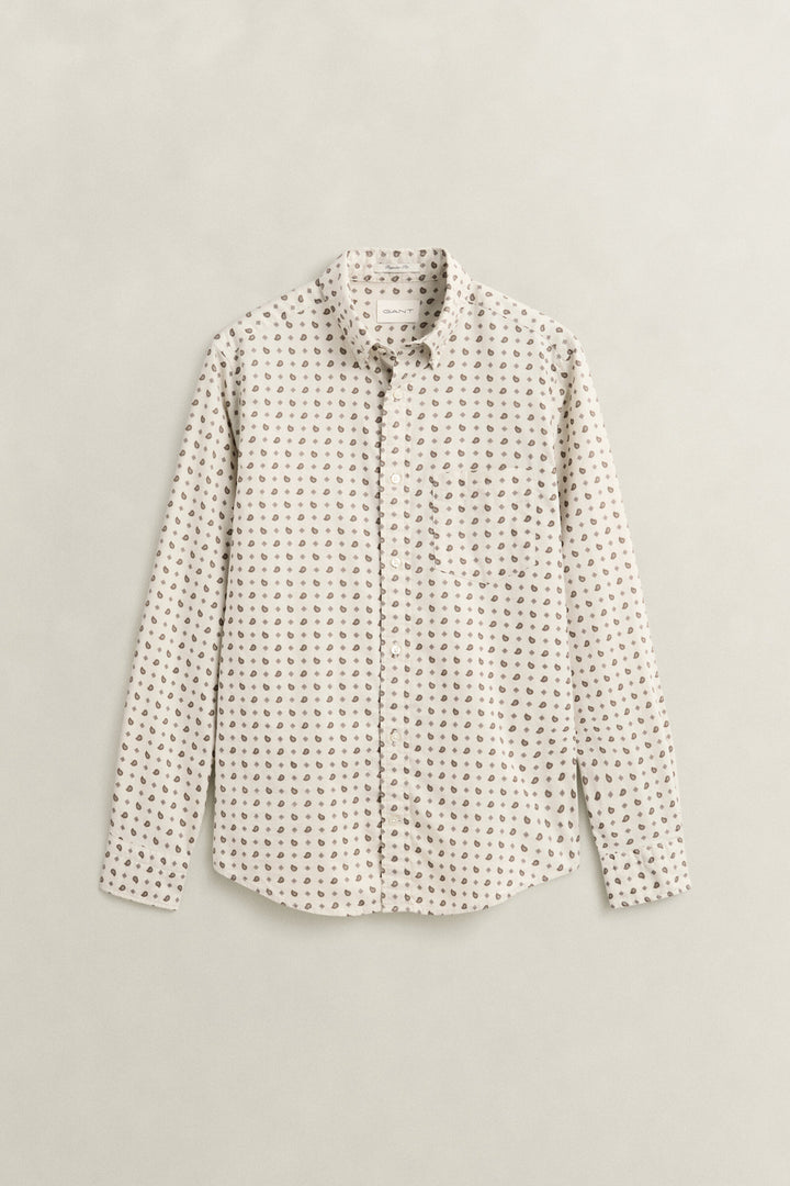 GANT Regular Printed Wintertwill Shirt - Sand