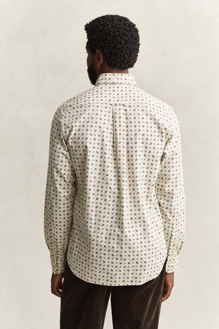 GANT Regular Printed Wintertwill Shirt - Sand