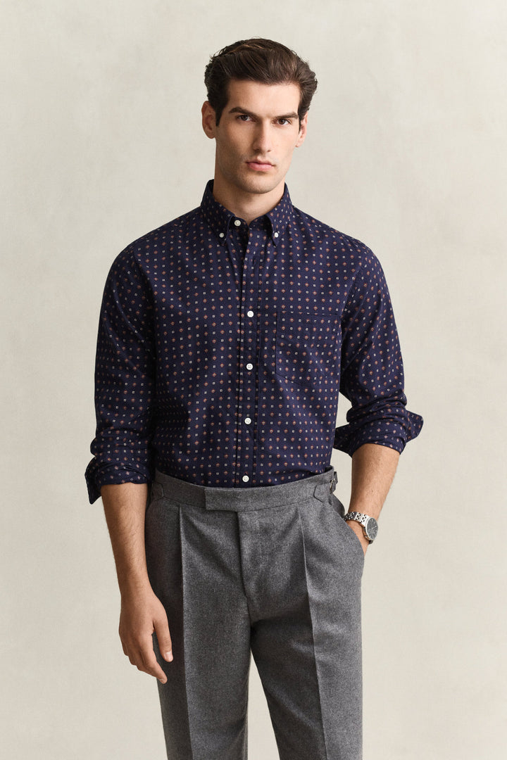 GANT Regular Printed Wintertwill Shirt - Classic Blue