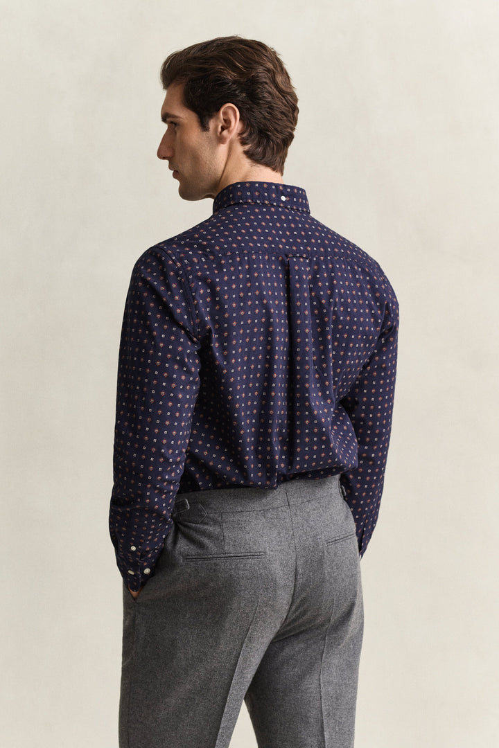 GANT Regular Printed Wintertwill Shirt - Classic Blue