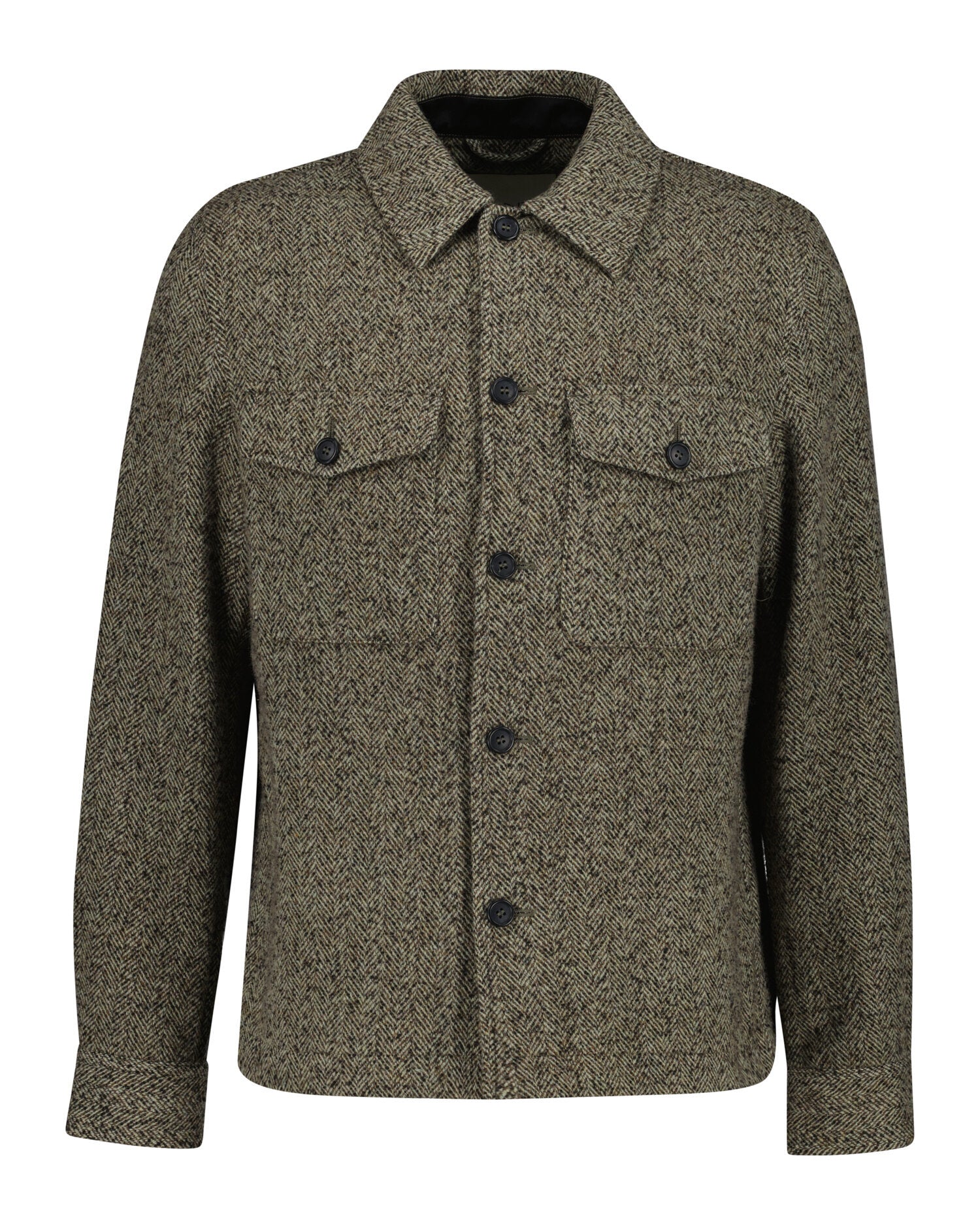 GANT Regular Herringbone Overshirt - Black Brown