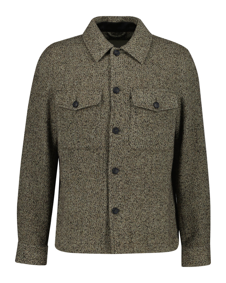 GANT Regular Herringbone Overshirt - Black Brown