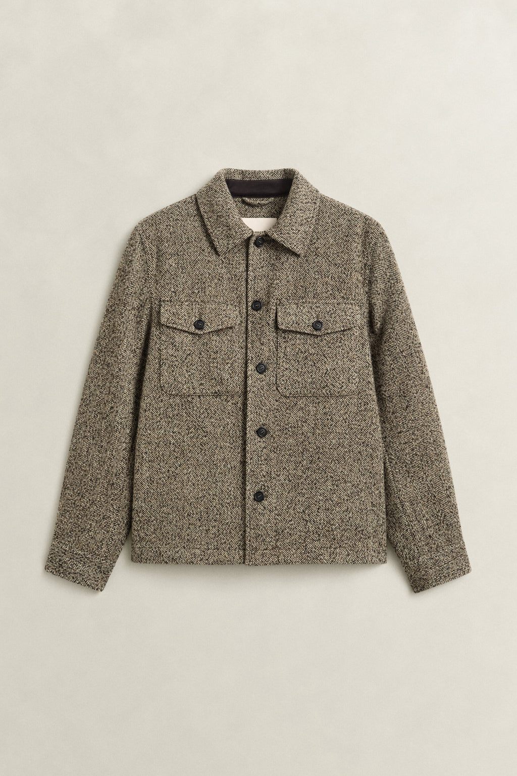 GANT Regular Herringbone Overshirt - Black Brown