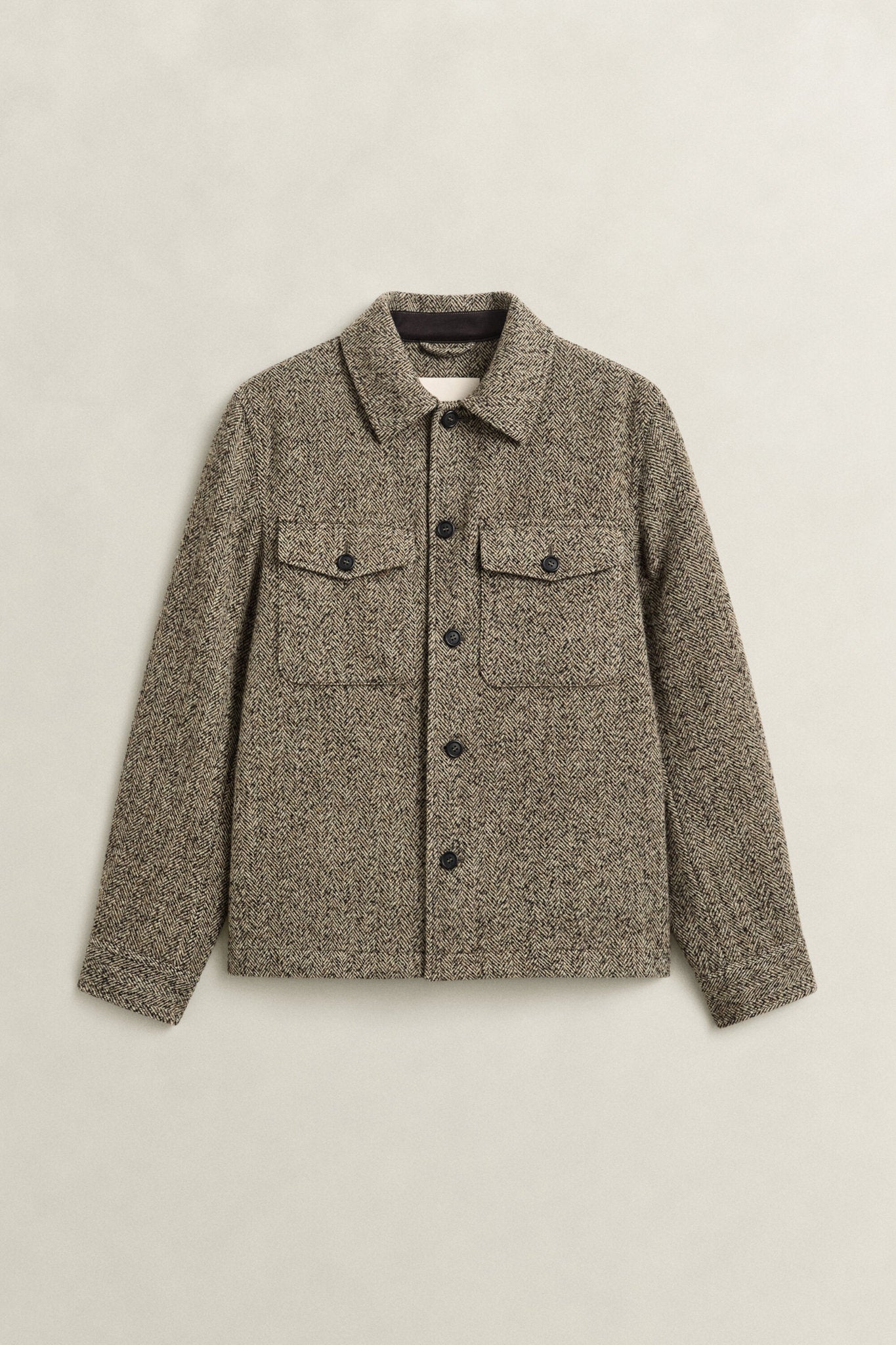 GANT Regular Herringbone Overshirt - Black Brown