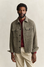 GANT Regular Herringbone Overshirt - Black Brown
