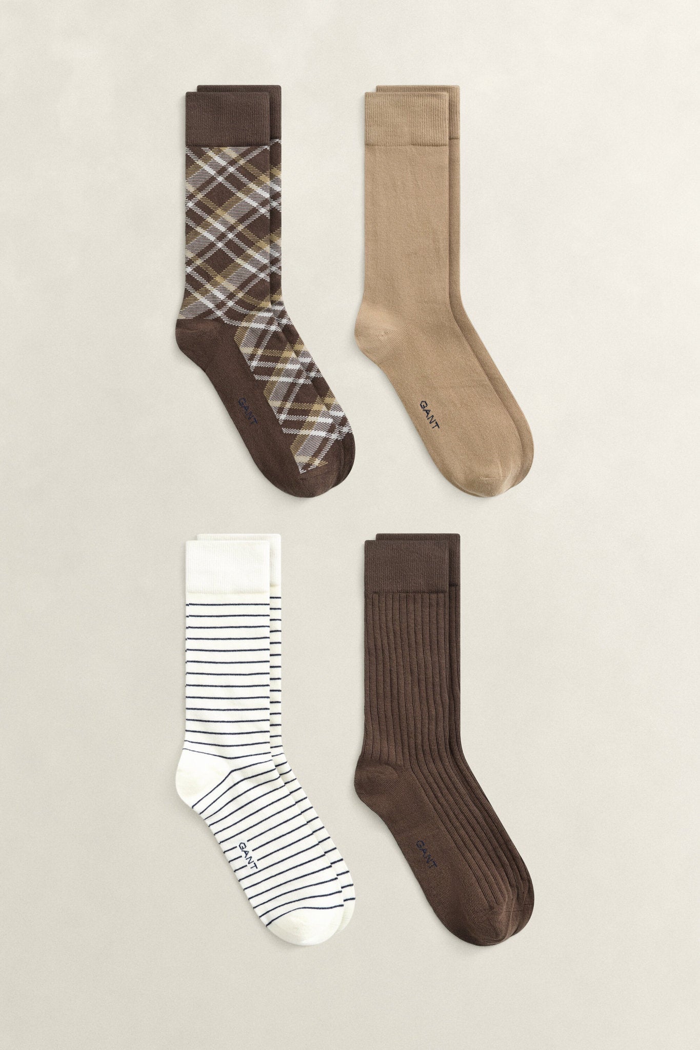 GANT Checked Socks 4-Pack Gift Box - Shadow Brown