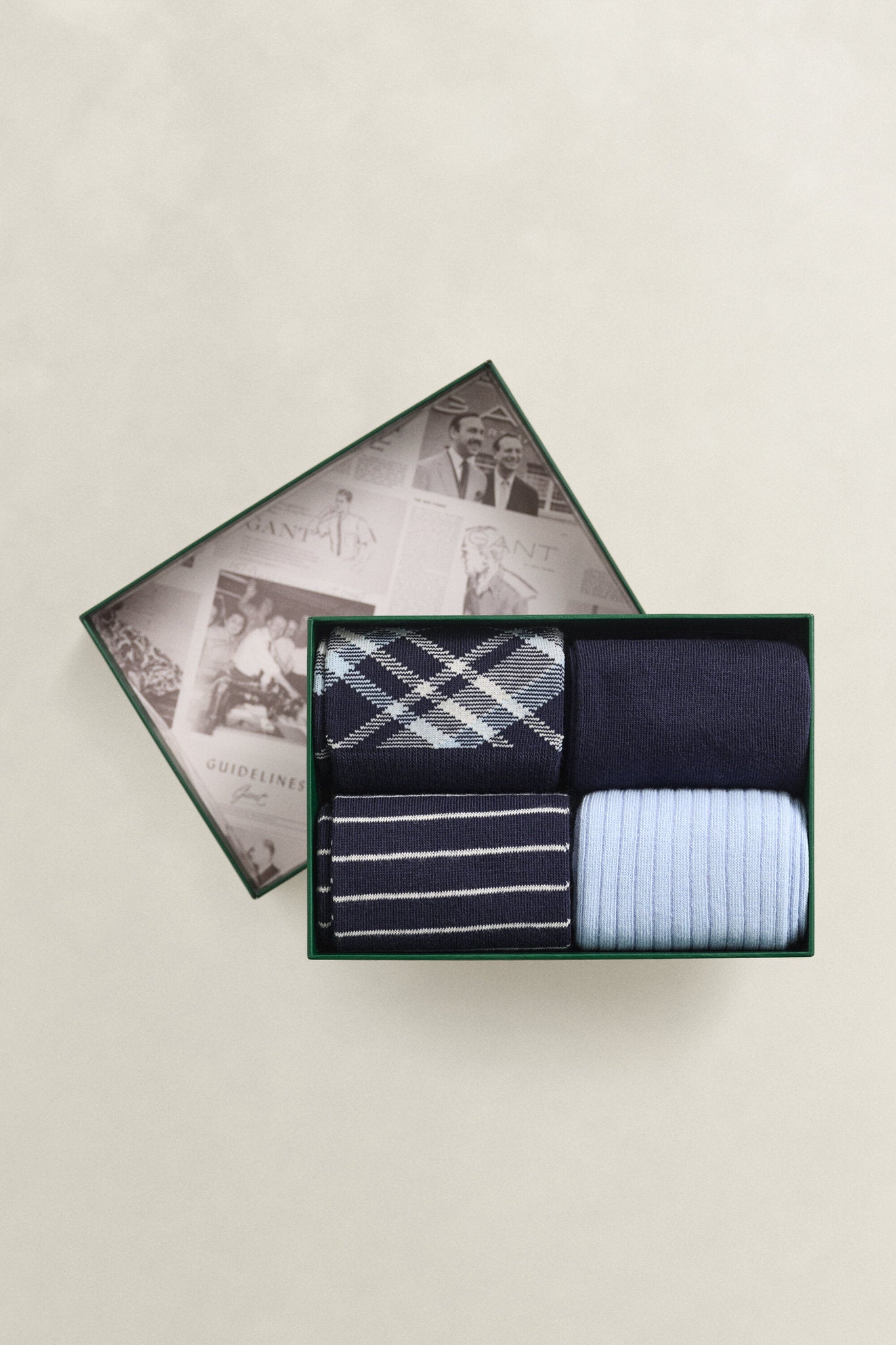 GANT Checked Socks 4-Pack Gift Box - Evening Blue