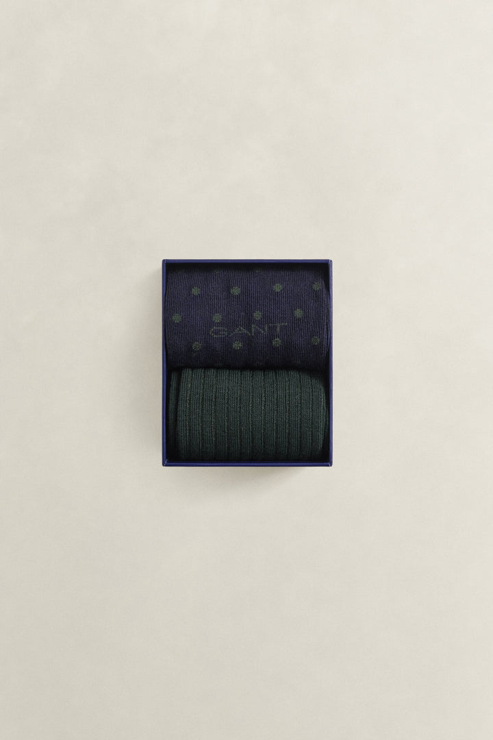 GANT Dot and Rib 2-Pack Sock Gift Box - Evening Blue