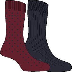 GANT Dot and Rib 2-Pack Sock Gift Box - Plumped Red