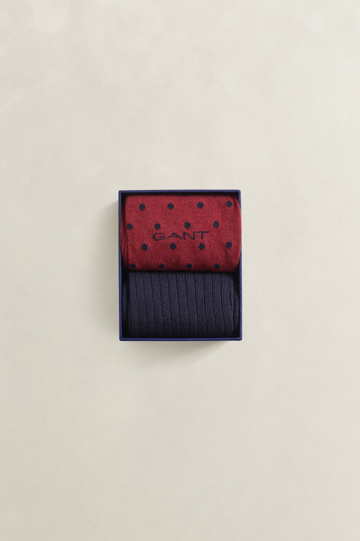 GANT Dot and Rib 2-Pack Sock Gift Box - Plumped Red