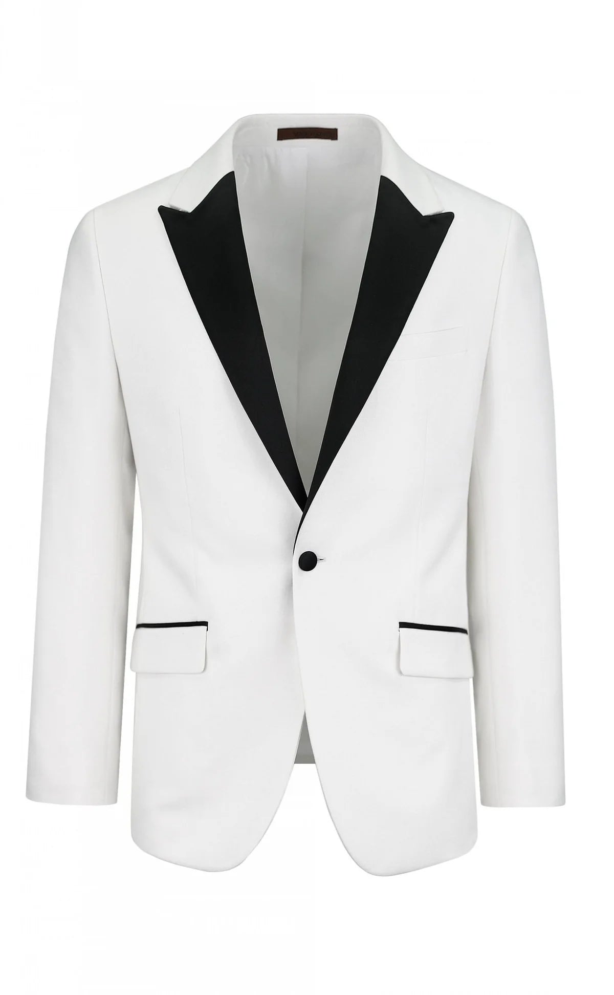 White Dinner Jacket With Black Peak Lapels