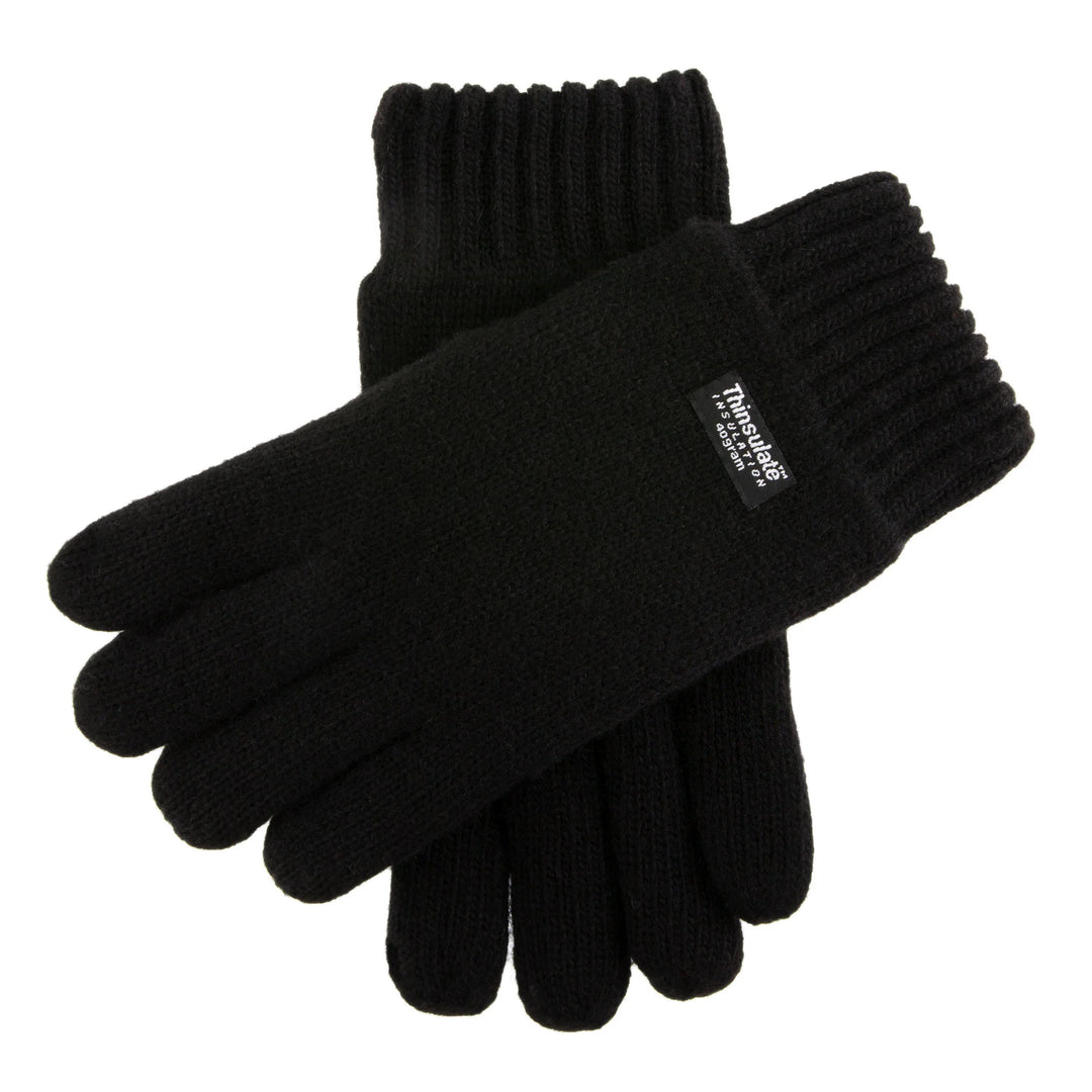 Dents Durham Thinsulate-Lined Knitted Gloves - Black