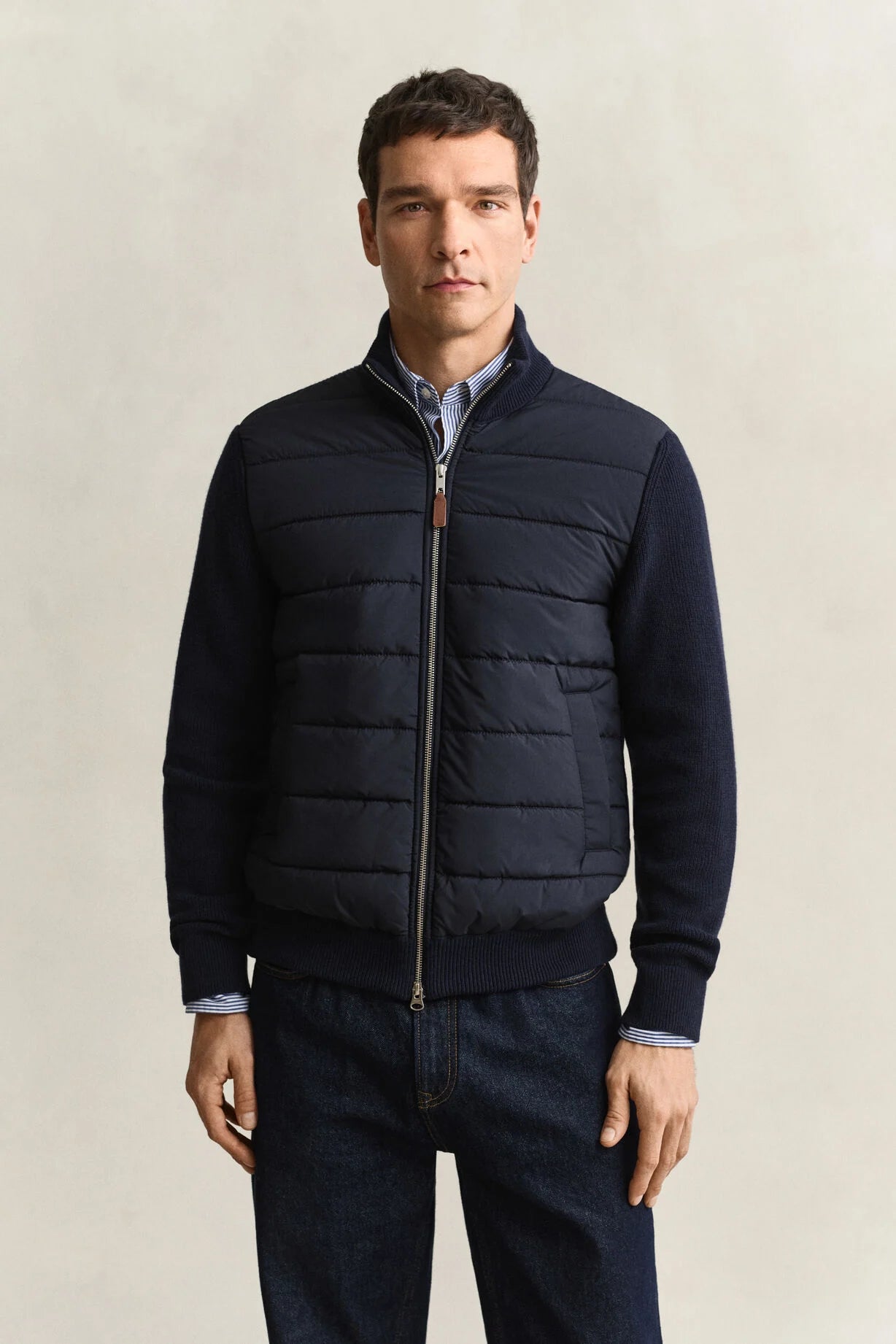 GANT Hybrid Zip Cardigan - Evening Blue