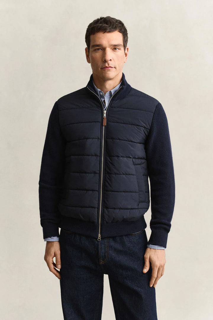 GANT Hybrid Zip Cardigan - Evening Blue