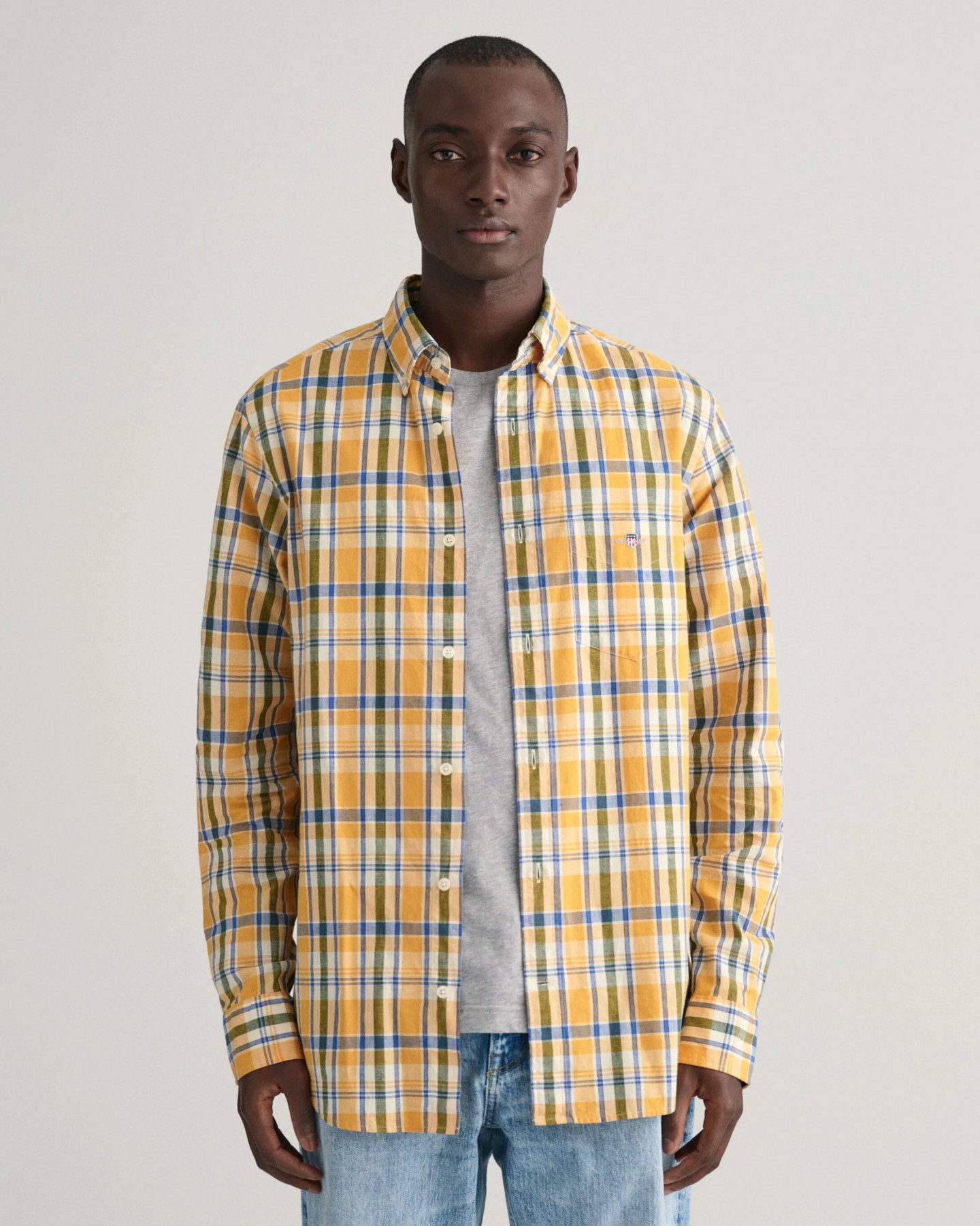 Gant Cotton/ Linen Check Shirt - Orange